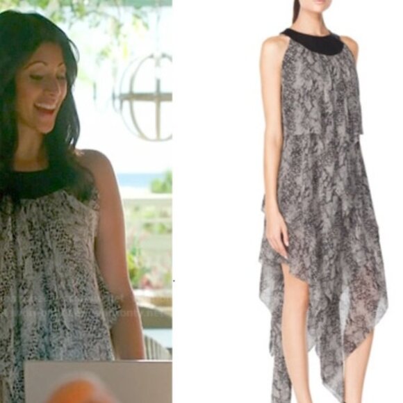 Tamara Mellon Flowy Snakeskin Maxi Dress Sleeveless Vegan Leather Collar Women 4 - Picture 1 of 9